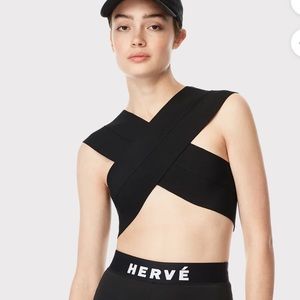 Crossover Bandage Crop Bra Top Herve Leger - Size M - Black